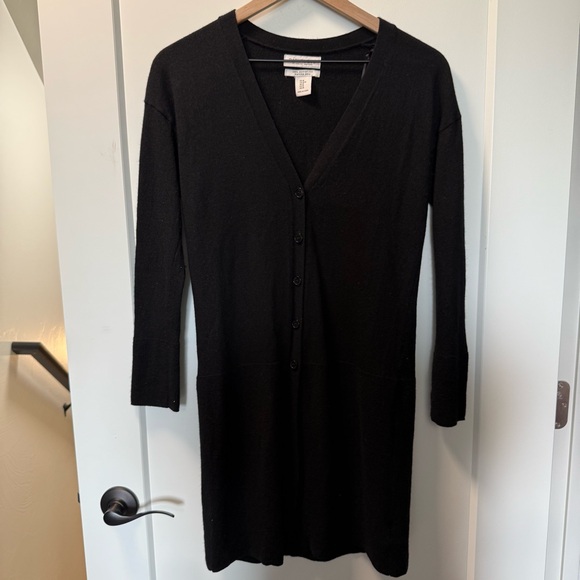 Rachel‎ Zoe Black V-Neck Sweater Long Sleeve Button Down Cardigan 100% Wool M - Picture 1 of 5